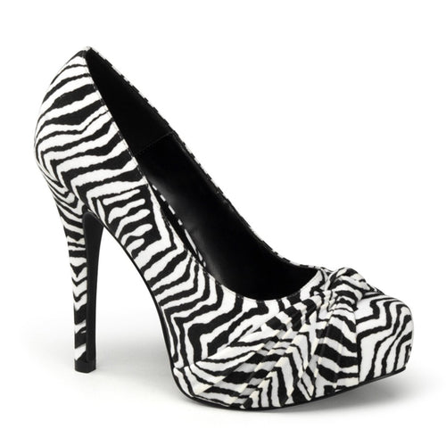 SAFARI-06 Pin Up Couture Black White Zebra Print Platforms