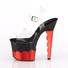 Load image into Gallery viewer, SCALLOP-708-2HGM Pleaser 7&quot; Heel Clear Black Red Sexy Shoes