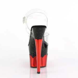 SCALLOP-708-2HGM Pleaser 7" Heel Clear Black Red Sexy Shoes