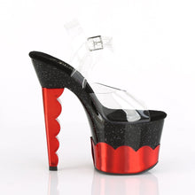 Load image into Gallery viewer, SCALLOP-708-2HGM Pleaser 7&quot; Heel Clear Black Red Sexy Shoes