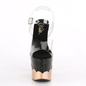 SCALLOP-708-2HGM Clear Black w Gold Hologram Strippers Shoes