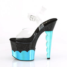 Load image into Gallery viewer, SCALLOP-708-2HGM 7&quot; Heel Clear Black Aqua Hologram Shoes