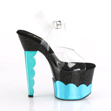 Load image into Gallery viewer, SCALLOP-708-2HGM 7&quot; Heel Clear Black Aqua Hologram Shoes