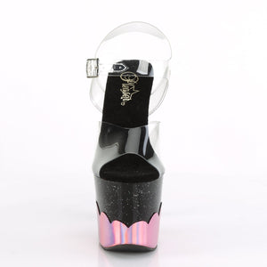 SCALLOP-708-2HGM 7" Heel Clear Black Baby Pink Sexy Shoes