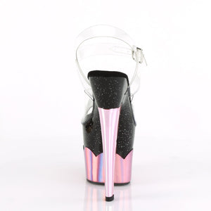 SCALLOP-708-2HGM 7" Heel Clear Black Baby Pink Sexy Shoes