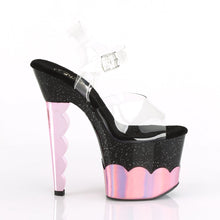 Load image into Gallery viewer, SCALLOP-708-2HGM 7&quot; Heel Clear Black Baby Pink Sexy Shoes