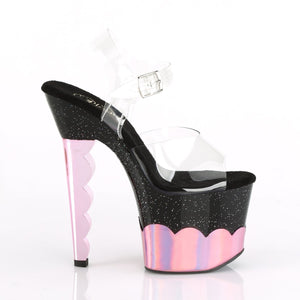 SCALLOP-708-2HGM 7" Heel Clear Black Baby Pink Sexy Shoes