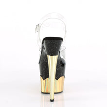 Load image into Gallery viewer, SCALLOP-708-2HGM 7&quot; Heel Clear and Black Gold Strippers Shoe