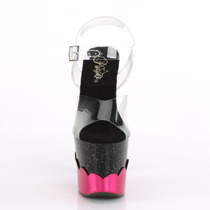 SCALLOP-708-2HGM 7 Inch Clear Black Hot Pink Strippers Shoes