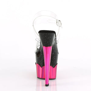 SCALLOP-708-2HGM 7 Inch Clear Black Hot Pink Strippers Shoes