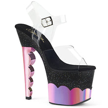 Load image into Gallery viewer, SCALLOP-708-2HGM 7&quot; Heel Clear Black Baby Pink Sexy Shoes