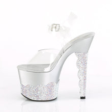 Load image into Gallery viewer, SCALLOP-708-2RS 7&quot; Heel Clear Silver Rhinestones Sexy Shoes