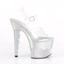 Load image into Gallery viewer, SCALLOP-708-2RS 7&quot; Heel Clear Silver Rhinestones Sexy Shoes