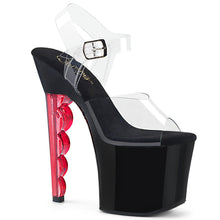 Load image into Gallery viewer, SCALLOP-708 Pleaser 7&quot; Heel Clear Black Red Tint Sexy Shoes