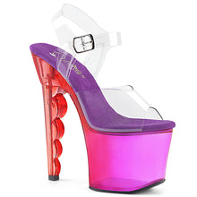 Load image into Gallery viewer, SCALLOP-708MCT 7&quot; Heel Clear and Purple Tinted Stripper Shoe