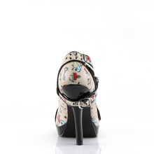 Load image into Gallery viewer, SECRET-14 Pin Up Heel Cream Pu (Tattoo Print) Sexy Platforms