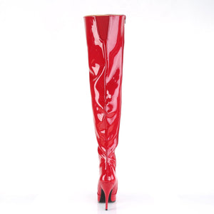 SEDUCE-3010 Pleaser Thigh Boots 5" Heel Red Fetish Footwear