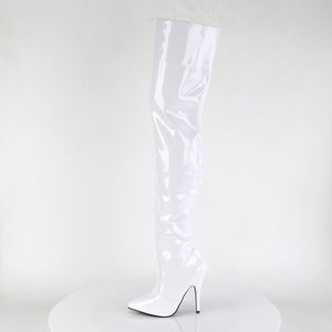 SEDUCE-3010 Thigh Boots 5" Heel White Patent Fetish Footwear