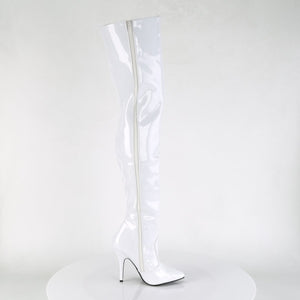 SEDUCE-3010 Thigh Boots 5" Heel White Patent Fetish Footwear