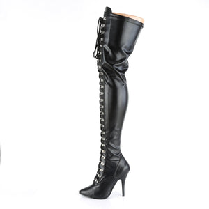 SEDUCE-3024 Pleaser Thigh Boots 5" Heel Black Fetish Shoes