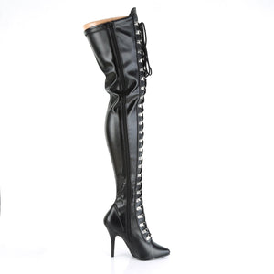 SEDUCE-3024 Pleaser Thigh Boots 5" Heel Black Fetish Shoes