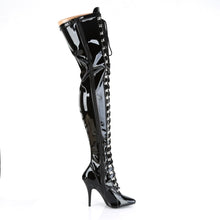 Load image into Gallery viewer, SEDUCE-3024 Thigh Boots 5&quot; Heel Black Patent Fetish Footwear