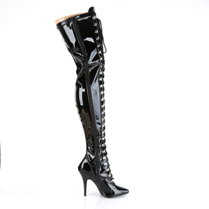 SEDUCE-3024 Thigh Boots 5" Heel Black Patent Fetish Footwear