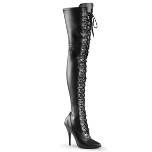 SEDUCE-3024 Pleaser Thigh Boots 5" Heel Black Fetish Shoes