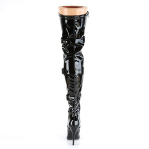 SEDUCE-3028 Thigh Boots 5" Heel Black Patent Fetish Footwear