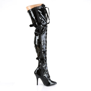 SEDUCE-3028 Thigh Boots 5" Heel Black Patent Fetish Footwear