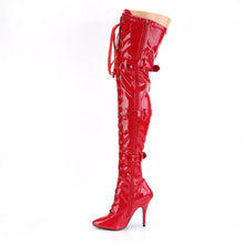 Load image into Gallery viewer, SEDUCE-3028 Pleaser Thigh Boots 5&quot; Heel Red Fetish Footwear