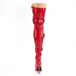 SEDUCE-3028 Pleaser Thigh Boots 5" Heel Red Fetish Footwear