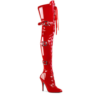 SEDUCE-3028 Pleaser Thigh Boots 5" Heel Red Fetish Footwear