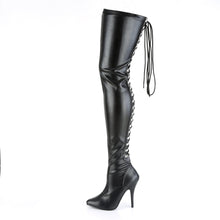 Load image into Gallery viewer, SEDUCE-3063 Pleaser Thigh Boots 5&quot; Heel Black Fetish Shoes