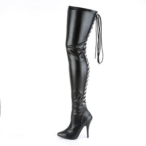 SEDUCE-3063 Pleaser Thigh Boots 5" Heel Black Fetish Shoes