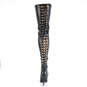 SEDUCE-3063 Pleaser Thigh Boots 5" Heel Black Fetish Shoes