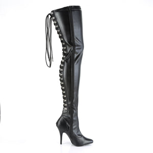 SEDUCE-3063 Pleaser Thigh Boots 5" Heel Black Fetish Shoes