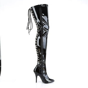 SEDUCE-3063 Thigh Boots 5" Heel Black Patent Fetish Footwear