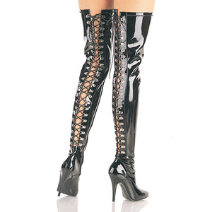 SEDUCE-3063 Thigh Boots 5" Heel Black Patent Fetish Footwear