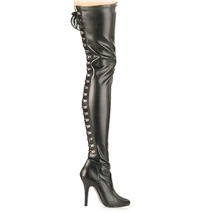 SEDUCE-3063 Pleaser Thigh Boots 5" Heel Black Fetish Shoes