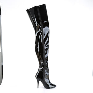 SEDUCE-4010 Chap Boots 5" Heel Black Patent Fetish Footwear