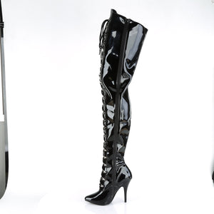 SEDUCE-4026 Chap Boots 5" Heel Black Patent Fetish Footwear