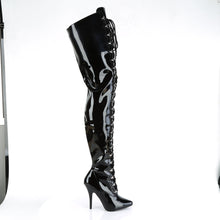 Load image into Gallery viewer, SEDUCE-4026 Chap Boots 5&quot; Heel Black Patent Fetish Footwear