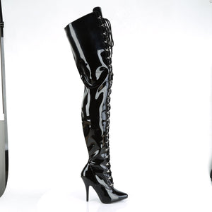 SEDUCE-4026 Chap Boots 5" Heel Black Patent Fetish Footwear