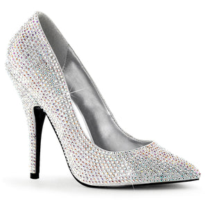 SEDUCE-420RS Sexy Shoes 5" Heel Silver Satin Fetish Footwear