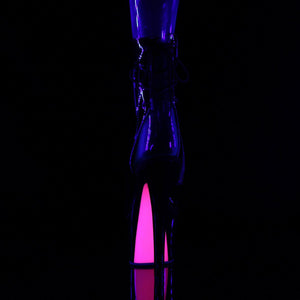 SKY-1018TT 7" Heel Black Patent Hot Pink Pole Dancer Shoes