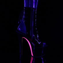 Load image into Gallery viewer, SKY-1018TT 7&quot; Heel Black Patent Hot Pink Pole Dancer Shoes