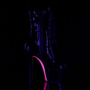 SKY-1020TT 7" Heel Black Patent Hot Pink Pole Dancer Shoes