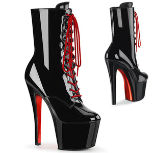 SKY-1020TT 7" Black Patent Red Chrome Pole Dancer Platforms