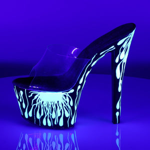 SKY-301-5 7" Heel Clear Black Neon White Pole Dancer Shoes